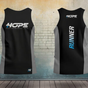 ENCOMENDA - Blusa Regata Preta C/ Recorte Lateral Cinza - Equipe Hope Performance